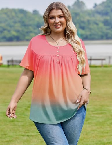 Image of IN'VOLAND Plus Size Tops for Women Short Sleeve Shirts Dressy Casual Tunics