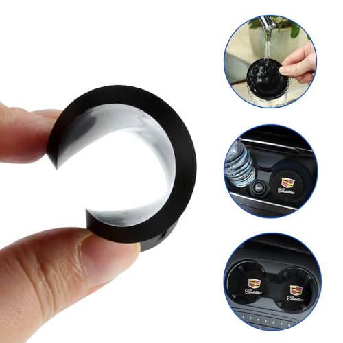 Image of Black Silicone Car Coasters for Cadillac Series Series Non-Slip Car Cup Holder Coasters,Car Interior Accessory for Car Cup Holder 2.75IN 2Pack