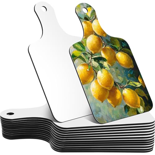 Patelai 12 Pcs Sublimation Cutting Board Blanks 9.06 x 5.51 Inches Sublimation Chopping Board Craft with Handle Heat Thermal Transfer Sheet DIY Picture Charcuterie for Home and Kitchen Decoration