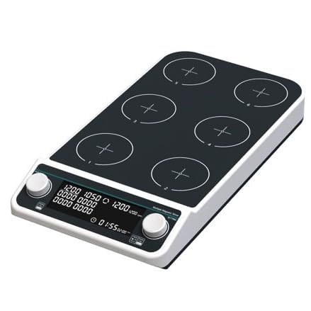 Multiple Magnetic Stirrer Lab Magnetic Mixer Multi Stirrer with 6 Stirring Points Max Stirring Volume 6 * 500 ML RPM 50 to 1500 RPM Plate Size 110MM LCD Display