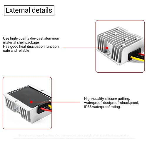 Golf Cart 48V to 12V Converter DC Voltage Buck Reducer Transformer Voltage Regulator IP68 with Fuse for Golf Cart Club Car (240W 20A)3