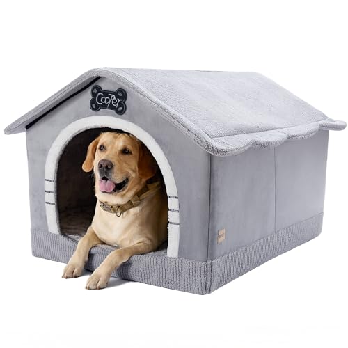 Jiupety Hundehöhle Hundehütte Indoor mit Rahmen, Gemütliche Hundehaus für Drinnen, Hundebett mit Dach...