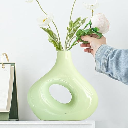 Image of XTORE Beautiful and Stylish Ceramic Vase for Home Decor (Pack of 1, Light Green)