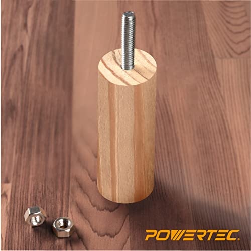 Image of POWERTEC QHB1003 Hanger Bolts 3 /8-16 x 3 Inch, with 2 Piece Bolt Installation Hex Nuts (Pack of 50)