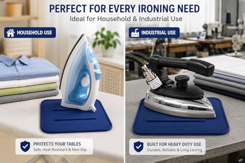 Image of ZENITH Steam Iron Protective Rest Pad, Felt pad, Heat Resistant Iron Tray Mat, 22.5 x 15 cm,Suitable for all types of Household and Industrial Irons like silver star ES 300L etc. Blue (1pc)