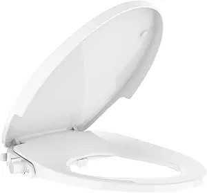 Elongated Bidet Toilet Seat,Non-Electric Bidet with Self Cleaning Dual Nozzles,White Bidet Attachment for Toilet,Toilet Seat Elongated with Quiet-Close Bidet Sprayer, Toilet Water Spray