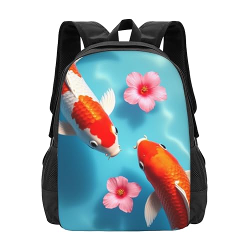 Backpack Travel Backpack For Women Men Two Koi Fish Swimming In A Pool Classic Shoulders Backpack Daypack