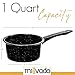 Millvado Granite 1 Quart Saucepan, Naturally Nonstick Sauce Pots, Speckled Enamel Cookware, Small Sauce Pan for Cooking and Boiling, Granite Cooking Pot for Stovetop, Campfire, Outdoor Stove