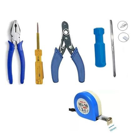 Red Champion Plier ( Length 8.5 Inch ) Pilaas With Tester 127mm/5.5'' Spark Detecting Screwdriver 3mm 500V AC & Wire Cutting Gripping, Bending, Straightening, Crushing, Pulling,with 6-inch Wire Cutter & 2in1 Screwdriver And 3m Inchitape