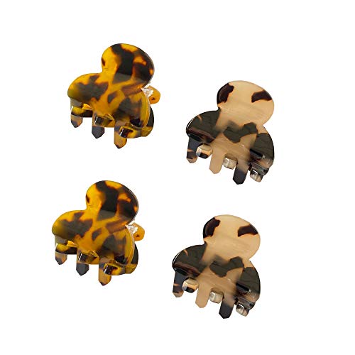 4 Pieces Women's Classics Hair Claw Clips Medium Hair Clip Grips for Girls Thick and Thin Hair (Brown & Beige)