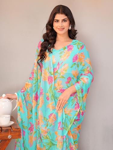 Image of Garden Vareli Floral Print Chiffon Saree