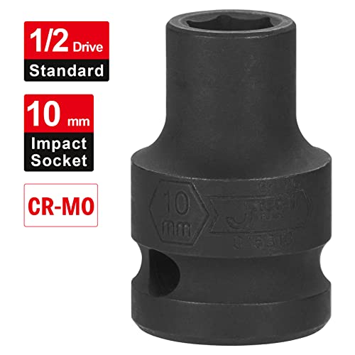 Image of JETECH 10mm Impact Socket, 1 /2-Inch Drive Standard Socket, 6-Point Design, Durable Chrome Molybdenum (Cr-Mo) Steel, Metric for Automotive & DIY Use