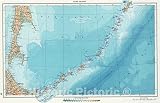 Historic Pictoric Kuril Islands Physical Map 1967 Soviet World Atlas Print - 24in x 16in
