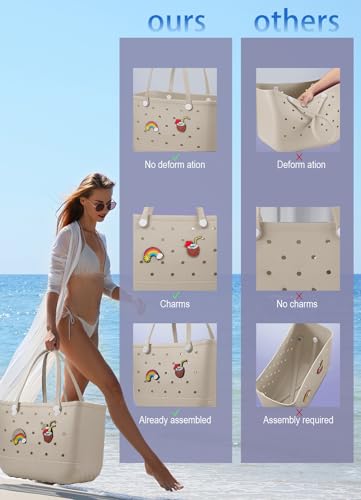 Beach Bag Rubber Tote Bag - Waterproof Travel Bag for Women Washable Tote Bag Handbag for Sports Beach Market Pool4