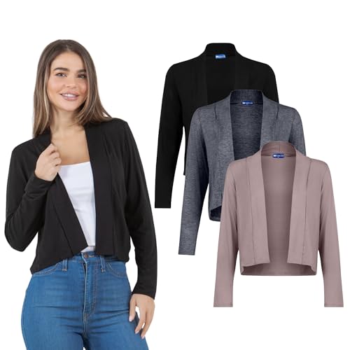 Image of Azules Cropped Cardigan for Women, Open Front Drape Lightweight Sweater Long Sleeves Women's Cardigans
