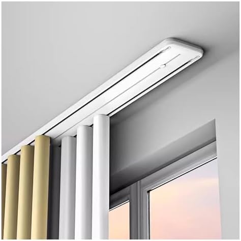 Heavy Duty Double Track Curtain Rail for Ceiling Mounting, Conjoined Design Room Partition, Ideal RV, Living Room, Hospital, and Bedroom
