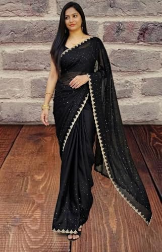 Image of Yashika Women's Chiffon Saree with Blouse Piece for Traditional Ethnic Wear Sari