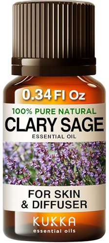 Image of Kukka Clary Sage Essential Oil for Diffuser - 0.34 Fl Oz - 100% Pure Natural,for Skin & Hair Sage Scent, for Aromatherapy,Candles & Soap Making Scent DIY