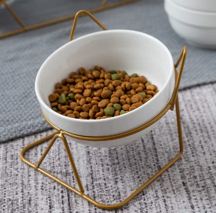 Anseom Comedero Gato Ceramica Cuenco de Cerámica para Gatos Comedero Cerámica para Gatos Cuenco de Cerámica Elevado para Gatos Cuencos Elevados Inclinables(Cuenco Individual)