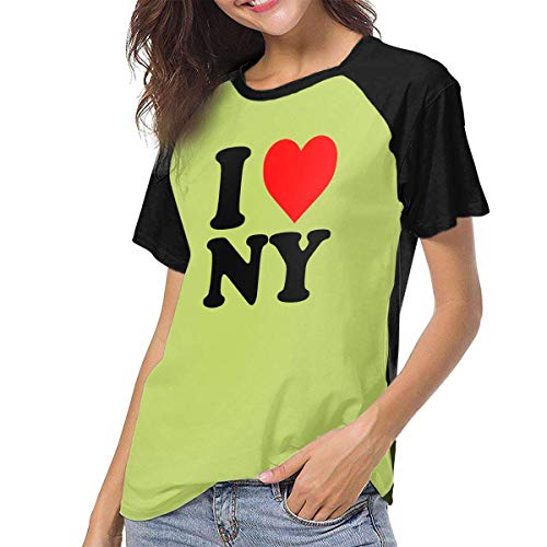 hdghgfjfghjd Camisetas Cortas para Mujer?Casual Mujer Plus Tops, I Love NY New York Women's Raglan Short Sleeve Crew Neck Baseball tee Graphics Usually Wear Clothing Tops