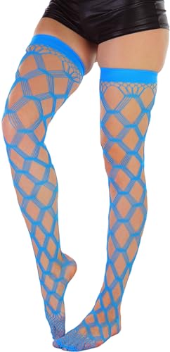 Image of ToBeInStyle Women's Multi-Strand Large Diamond Fence Net Thigh High Stockings