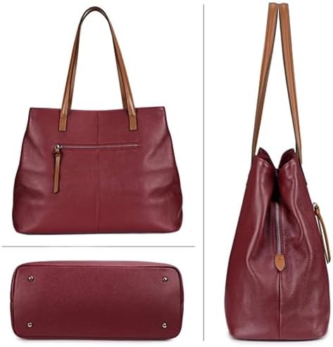 S-ZONE Vrouwen Zachte Lederen Handtas Grote Capaciteit Schouder Hobo Bag Fit voor 13 ''Laptop, Rood, Large