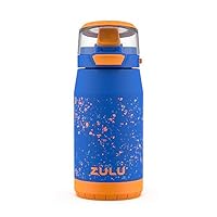 ZULU Kids Flex 12oz Stainless Steel Insulated Water Bottle, Toddler Cup with Silicone Spout, Leak-Proof Locking Flip Lid and Carry Loop for School Backpack, Lunchbox, and Outdoor Sports, Blue