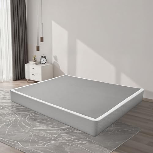 Image of VEVOR Box Spring, King Size Bed Frame with Washable Fabric Cloth, Heavy Duty Metal Frame for King Bed, 9.1 in Mattress Foundation, 3500 lbs Max Weight Capacity, Easy Assembly, 79.1 x 75.8 x 9.1 in