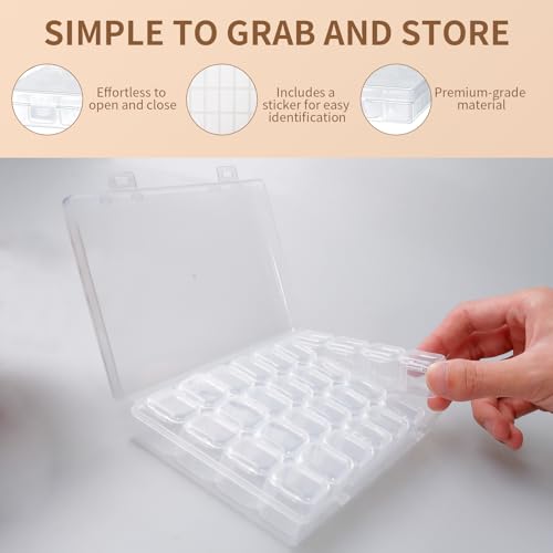 Image of 26 Pack 728 Slots Diamond Painting Storage Containers Bulk,Bead Organizer Box with 768 Labels Stickers for Art and Craft Supplies, Diamond Painting Accessories