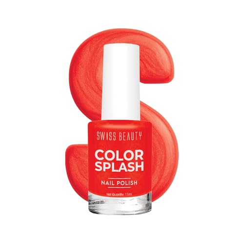 Swiss Beauty Color Splash Nail Polish - Long-Lasting, Glossy - 11 ML, Fiery Tomato