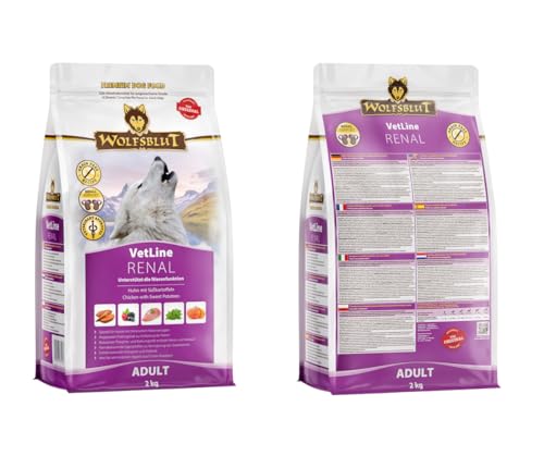 Wolfsblut Vetline Hundefutter - RENAL, 2x2kg - Sparbundel, Sparpaket - inklusive Warnicks Tierfutterservice Hundesnack Goodie