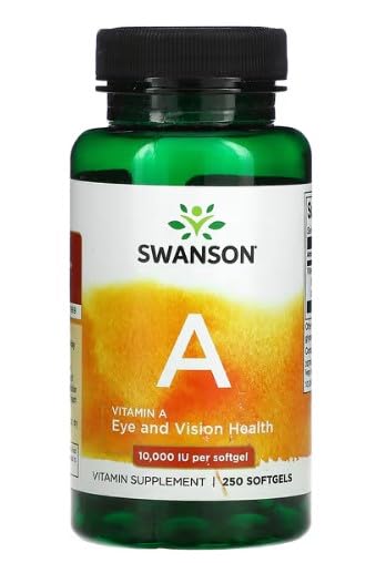 Swanson Vitamina A, 10 000 UI, 250 cápsulas blandas, apoyo para la salud ocular y el sistema inmunológico