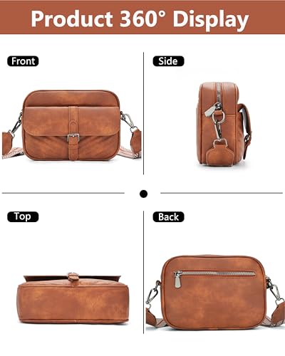 Image of Crossbody Bags for Women,Multi-Pocket Leather Crossbody Purse | RFID Blocking Pockets,Fits iPad,Adjustable Wide Strap,Quilted Exterior,8 Card Slots,Gift Ready