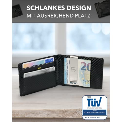 Mini-Geldbörse Kronenschein Slim Wallet mit Münzfach und RFID-Schutz