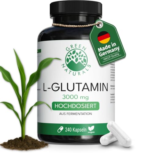 Green Naturals L-Glutamin Hochdosiert: 3.000 mg 240 Kapseln