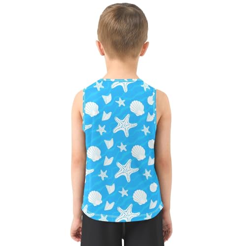 Seashell Starfish Ocean Boys Tank Tops Sleeveless Tank Top Shirts Undershirts for Summer,3T3