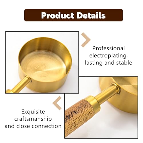Juego 2 Medidores 1/4 Taza Acero Inoxidable Mango Madera miniatura 4