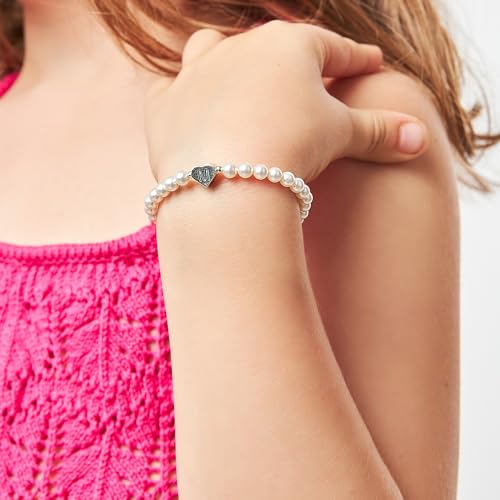 Image of Baby Crystals Sterling Silver Cross Pearl Bracelet | Baptism Jewelry Gift