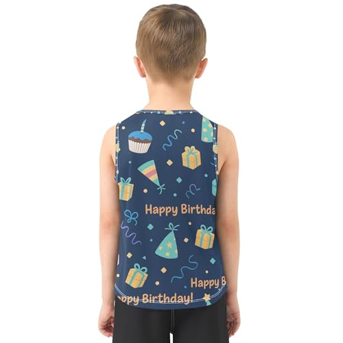 JUNZAN Happy Birthday Navy Blue Children Tshirts Tank Tops Sleeveless Toddler Vest Teen Clothing for Running Hiking 3T3