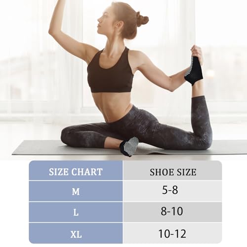 Image of Yoga Socks with Grips for Women Non Slip Pilates Socks Anti Skid Grippy Ankle Athletic Socks 3 Pairs