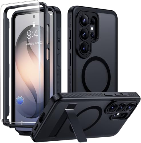 Coque Samsung S26 Ultra WAVELIFE noire avec béquille et verre trempé