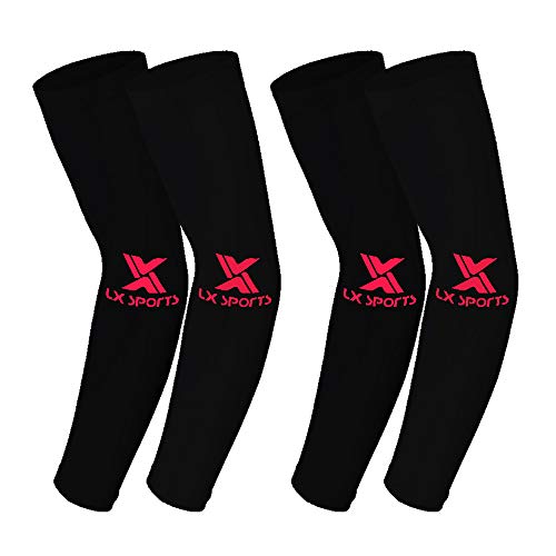 2 Paar Sommer Eisseide Arm Sleeves Armwärmer Ärmlinge Kompression Bandage rutschfest Anti UV Running Radsport für Damen Herren (Schwarz)
