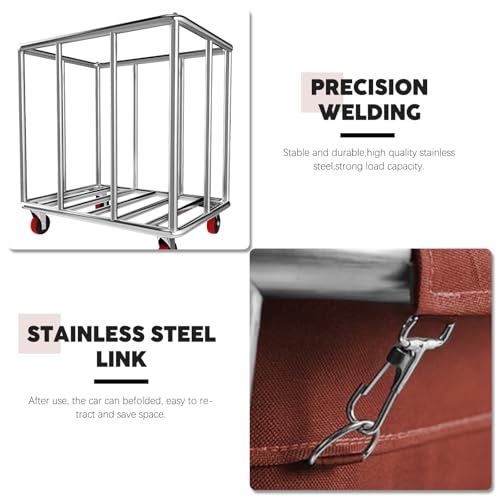 Carrito de lavandería comercial con ruedas, cubo grande con ruedas, forro impermeable extraíble, cesta de acero inoxidable para hoteles y hospitales