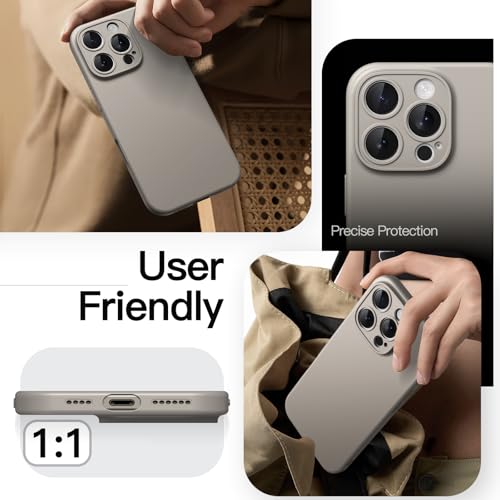 Image of JETech Slim Case for iPhone 16 Pro Max, Natural Titanium | Camera Lens Protection, Ultra-Thin Matte Finish, Lightweight Minimalist Cover