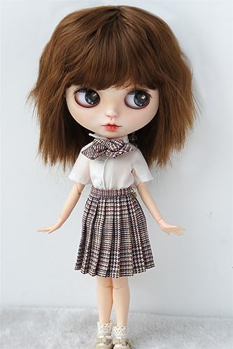 Blythes Pullip Doll Accessories JD615H 10-11inch 26-28cm Short Mini Rebonding Wave Heat Resistance BJD Doll Wigs (10-11inch, Chocolate Brown)