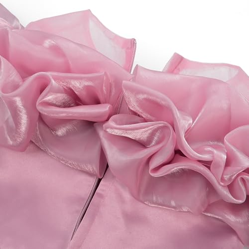 Uhnice Flower Girl Off Shoulder Dress Ruffle Sleeve Tulle Gown for Wedding Party4