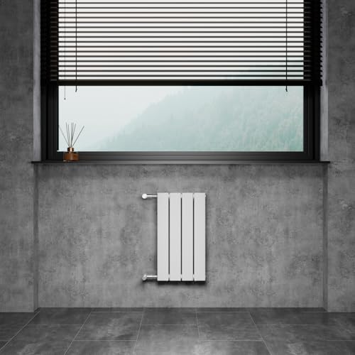 WITEN&NOCK Design Heizkörper Flach Paneelheizkörper Weiß 300 x 550 mm Einlagig mit Seitenanschluss Austauschheizkörper Nabenabstand 500 mm inkl. Montageset