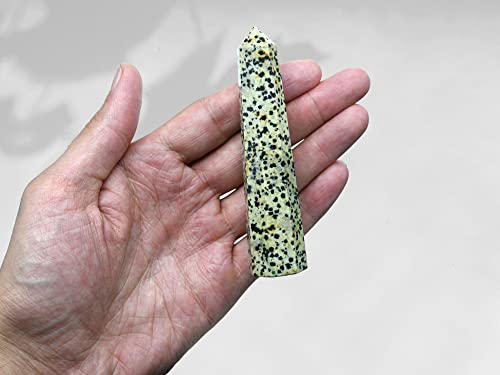Image of Amazing Gemstone Dalmatian Jasper Crystal Towers - Natural Healing Crystal Point Obelisk for Reiki Healing and Crystal Grid (3 inch to 4 inch INCH)