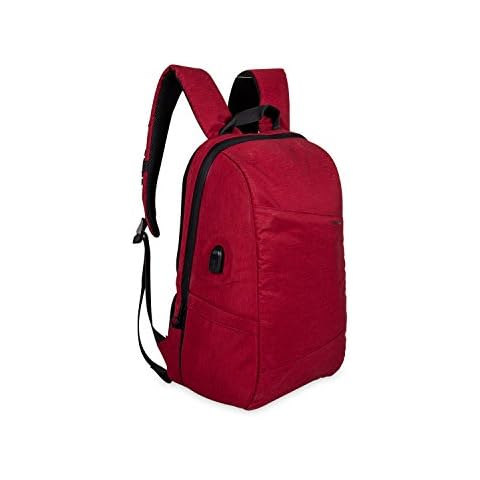 Rocktraveler Leisure Anti-theft Backpack 15.6 Inch Lap Top backpack with USB charging Port Waterproof Red Cover