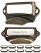 FUXXER® - 10x Etiketten-Fenster, Metall-Griffe in Messing Antik Optik, Einschübe für Apotheker-Schränke, Kartei-Kasten, Schubladen, Archivierung, 10er Set (55 x 17 mm)